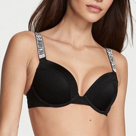 Victorias Secret Swim Shine Strap Sexy Tee Push Up Bikini Top Black - Picture 7 of 9